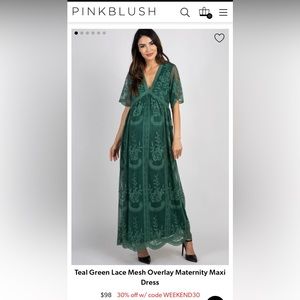 Green lace maxi maternity dress